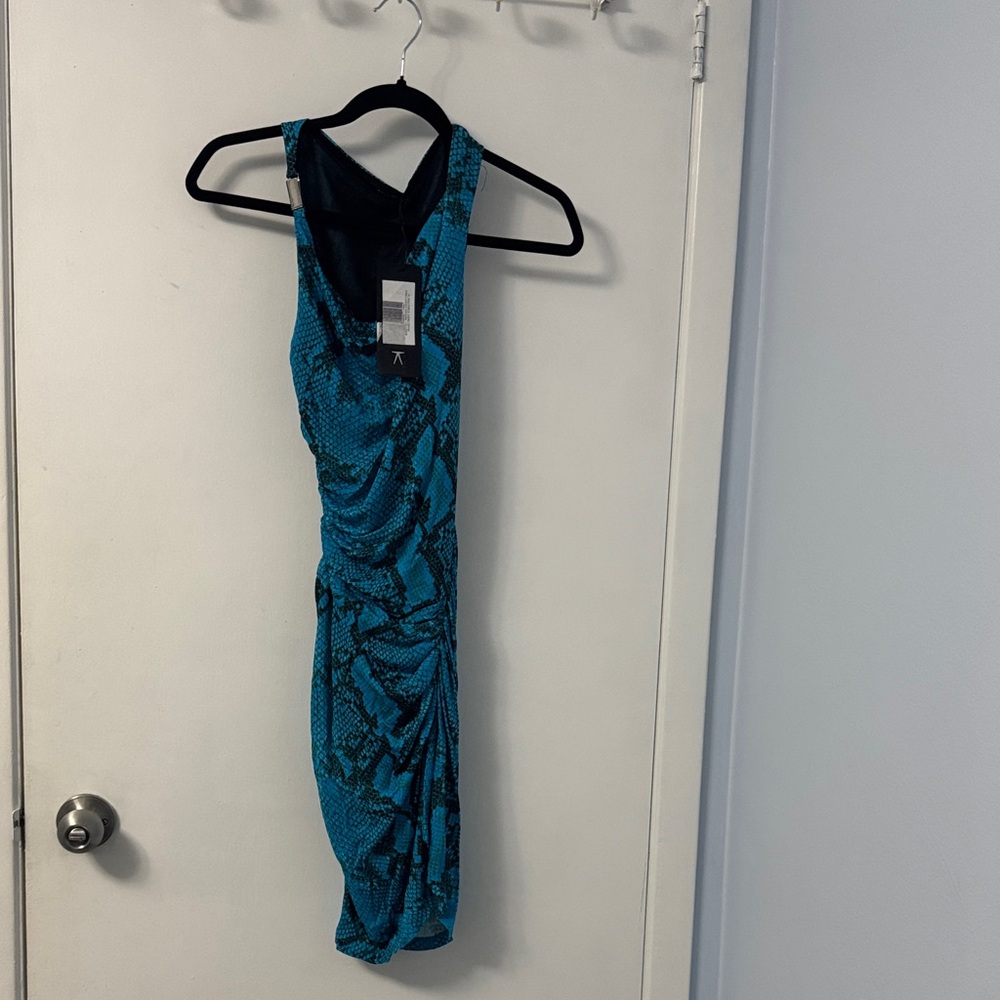 Stylish Blue One Shoulder Dress
